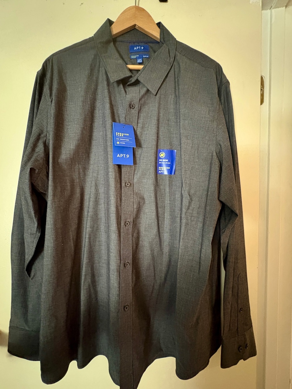 Apt. 9 Men's Long Sleeve Button-Up Shirt in Dark Gray XXL